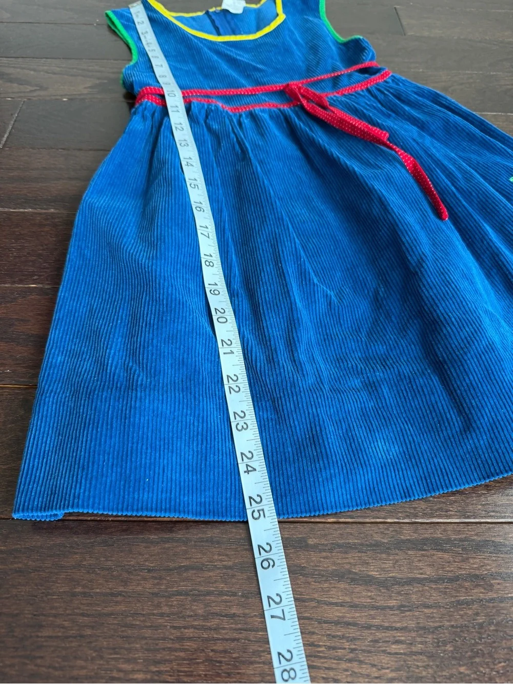 Girls Vintage Blue Velvet Apple Appliqué Dress with White PeterPan Collar Blouse